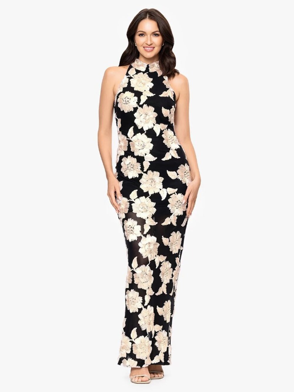 Betsy & Adam Women's Floral Soutache Embroidered Dress Size 6